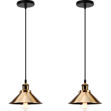 2PCS Lámparas De Colgar Retro Ø220MM Lámparas De Colgar Moderno Simple Lámpara De Techo Nostalgia Vintage Lámparas De Colgar De Hierro De Metal Oro (1/5)