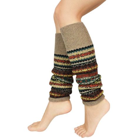 Beenwarmers - Tricot Bohème Épais Chaud Hiver Automne - Taille Unique - 65% Acrylique 35% Laine - Khaki - 1 Paire