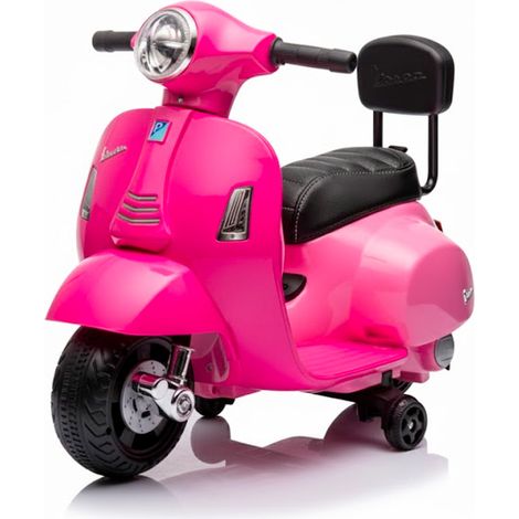 Moto Elettrica Per Bambini Mini Vespa GTS Piaggio 6V Scooter Con Licenza Ufficiale Sedile In Pelle E Schienale Luci E Suoni Realistici Batteria Ricaricabile E Caricatore 18 - 36 Mesi Fuxia