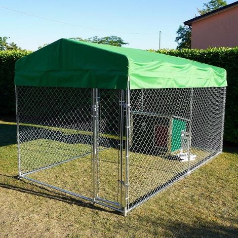 Box Per Cani Modello Husky Grande Recinto 3,96 X 2,28 Coperto Con Porta Ciotole