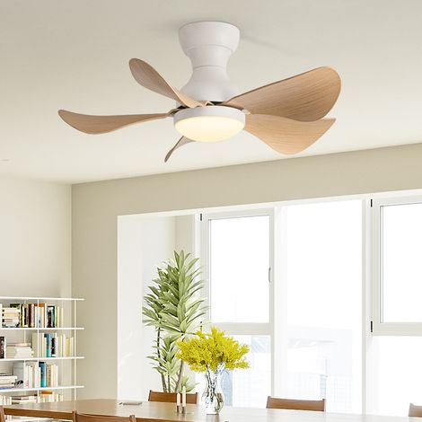 Ventilateur de plafond avec lumière, 3 températures de couleur, minuterie, 6 vitesses de vent, plafonnier avec télécommande (74 cm) (1/5)