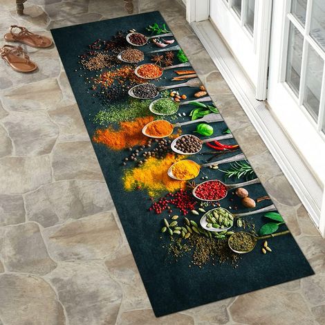 Tapis de cuisine artistique coloré antidérapant pour sol de buanderie, intérieur et extérieur, en caoutchouc, 60x160 cm (1/5)