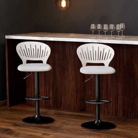 Tabouret de bar blanco en lino Sintético métal 43 x 40,5 x 105 cm (1/5)