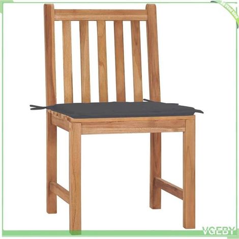 Chaises de jardin - FAFEICY - 3062916 - Bois de teck massif - Lot de 2 avec coussins anthracite - 50x53x90 cm (1/5)