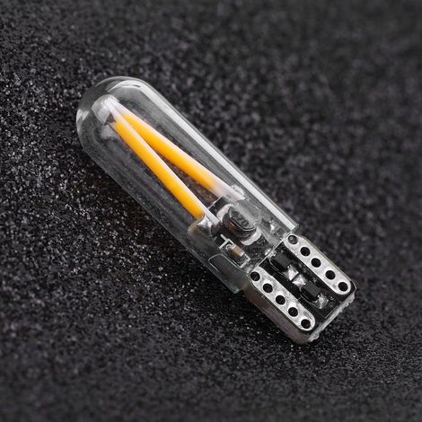 Paire d’ampoules LED W5W T10 8-28V, verre COB filament, feu de position/DRL/clignotant jaune pour voiture, éclairage intérieur, signalisation, 2 pièces (1/5)