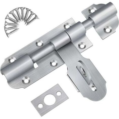 Targette de Porte Exterieur avec Fermoir à Cadenas, 135mm Loquet de Porte Coulissante en Acier Inoxydable, Petit Loquet Verrou de Porte avec Vis pour Entrepôt Garage Grange Portail Cour (1/4)