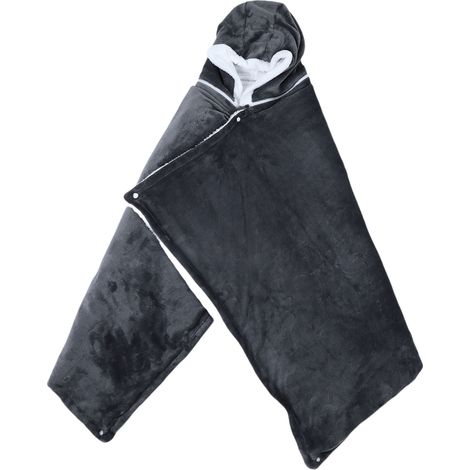 Soavoa Couverture Chauffante Électrique Capuche Lavable 150x80cm Gris (1/4)
