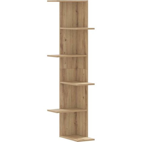 Étagère d'angle murale,Étagère flottante chêne artisanal bois d'ingénierie CFW93341 (1/5)