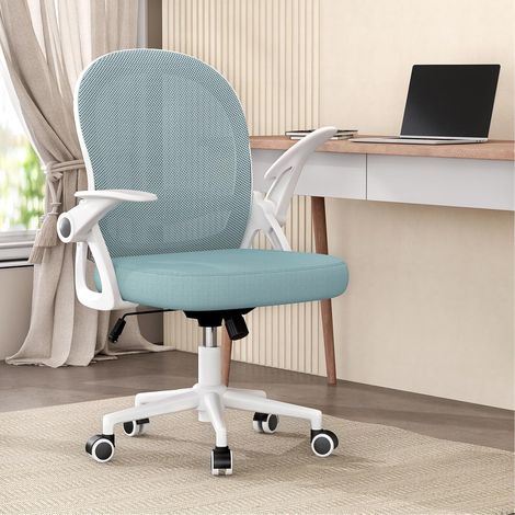 Office chair - Bigzzia Desk Chair - Mid-Back Mesh Chair - with Flip-up Armrests - blue (1/5)