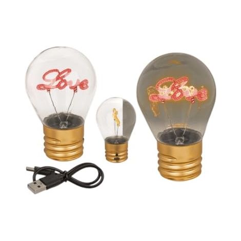 Ampoule LED avec batterie rechargeable, lumière rouge romantique, câble USB inclus, coffret cadeau élégant 1956 (1/5)