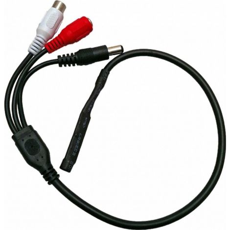 CCTV Security Camera Inline Audio Microphone with Loop Through Power - L10 x W8 cm