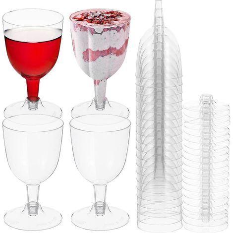 Packung mit 20 Einwegbechern (170 ml) für Sekt, Rotwein und Champagner – 6,6 x 6,6 x 11 cm – Transparent (1/3)