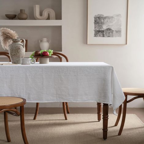 Nappe rectangulaire 100 % lin - 100 x 140 cm - Blanc (1/5)