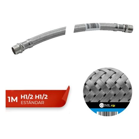 M1/2 H1/2 Collegamento in acciaio inox 100 cm Confezione da 10 unità (1/2)