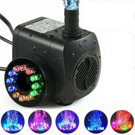 Pompe à eau pour fontaine, mini pompe submersible 12 LED (800 litres/heure, 15 watts), pompe à eau pour aquarium/fontaine extérieure, bassin/aquarium (1/5)