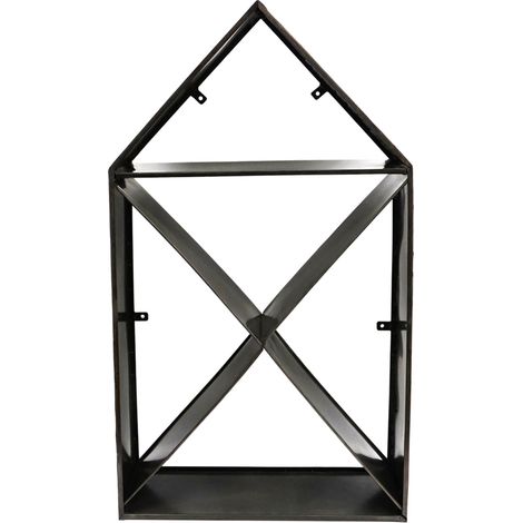 House Sculptural Log Storage - Metal - L30 x W70 x H125 cm - Natural Black