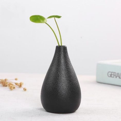 Vase - Céramique Noir - 4.6x4.6x10 cm - Décoration Intérieure Bureau Salon Jardin - 1 Pièce (1/4)