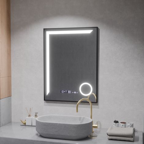 Miroir LED 60x80 Lumiere Gradable Desembuage Thermometre (1/5)
