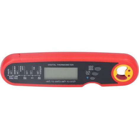 Thermomètre à Viande Électrique Pliable Étanche, Sonde de Température Rapide pour Grill et Cuisson, Rouge (1/5)