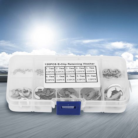 Kit de 120 circlips en acier inoxydable 304, clips de retenue, diamètres 1,5 mm et 10 mm. (1/5)