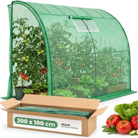 Serra da giardino addossata con struttura in metallo e telo in PE 1 porta 1 finestra Verde 100x200x210 cm (1/5)
