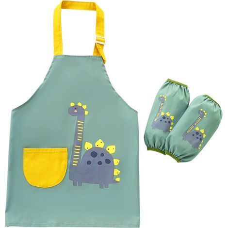 1 tablier enfant, imperméable, avec poches et manches ajustables, pour peinture cuisine bricolage pâtisserie, à partir de 6 ans (1/5)