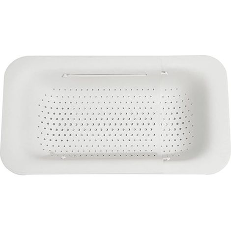 Plateau d'évier rétractable - Égouttoir de cuisine réglable - Égouttoir à nouilles pour évier (blanc) (1/5)
