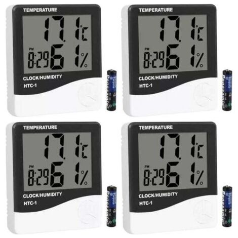 4x thermomètre hygromètre numérique, thermomètre de pièce, mesureur d'humidité de l'air, réveil. Compact et fonctionnel.