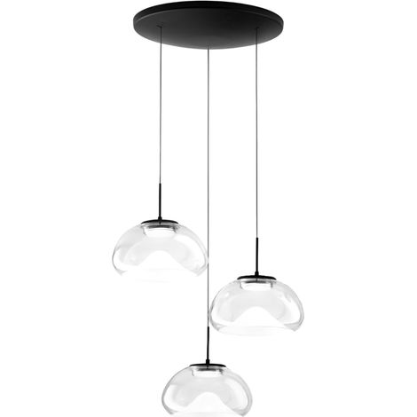 Brena - Suspension Fabas Luce 3 lumières circulaire - LED 30W dimmable - Rosace ronde transparente d.35cm (1/4)