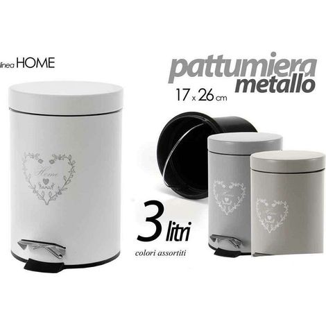 Kaela - Pattumiera In Metallo 17x26cm 3lt Decoro Home Vari Colori Assortiti Tonda 748622 - (1/3)