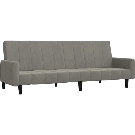 Canapé-lit,Canapé convertible à 2 places gris clair velours CFW77600 (1/5)