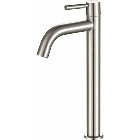 Robinet simple de lavabo en acier inoxydable – Levier unique – Hauteur 30 cm – Hauteur sous bec 21.5 cm – Installation facile (1/4)