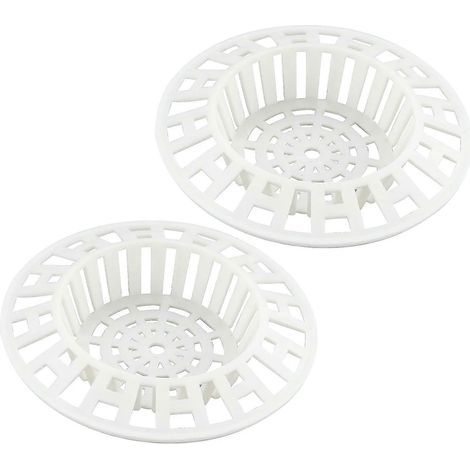 Lot de 2 crépines d'évier en plastique blanc, récupérateur de cheveux, filtre pour évier de cuisine, salle de bain, baignoire et douche. (1/5)
