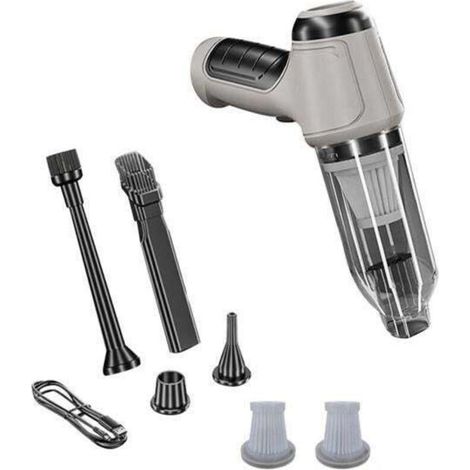 Aspirateur sans fil puissant, accessoire de voiture, appareil robuste, blanc-gris (1/4)