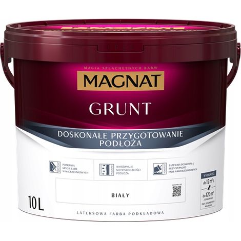 Imprimación Magnat Grunt 10L para pinturas cerámicas de látex, color blanco, 1 unidad.