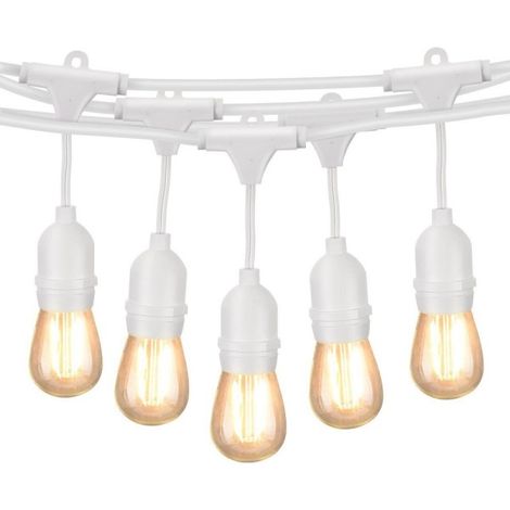 Trade Shop - Modulare Outdoor-Lichtkette 10 E27 Glühlampen 10 Meter IP65 weiß - (1/4)