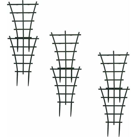 Lot de 6 treillis grimpants robustes en plastique, empilés dans des pots, pour fleurs et légumes de jardin ou de terrasse. (1/5)