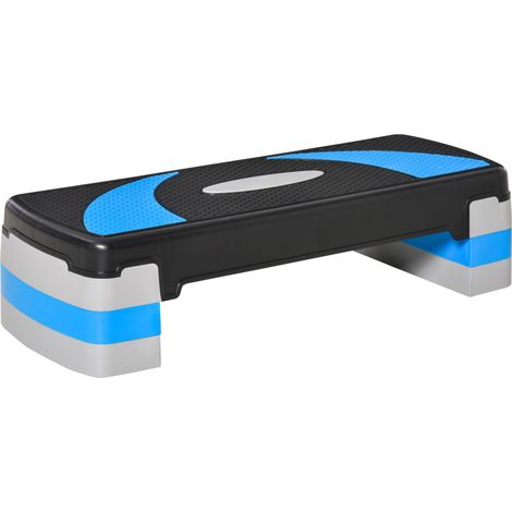 Step Aerobic réglable en hauteur 3 niveaux (10/15/20 cm) bleu clair 80x31 cm, charge jusqu'à 150 kg (1/5)