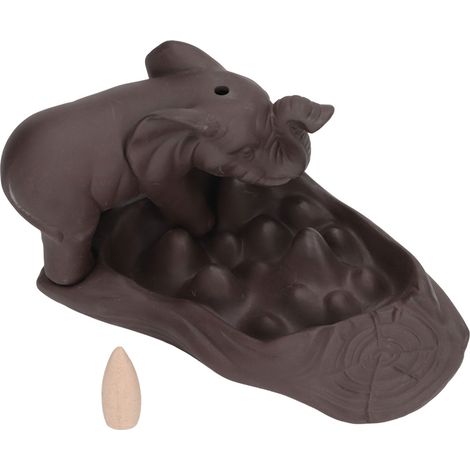 Brûleur d'encens à recirculation en pierre rouge (avec 20 cônes d'encens) – Un porte-encens apaisant d'inspiration zen pour salon de thé