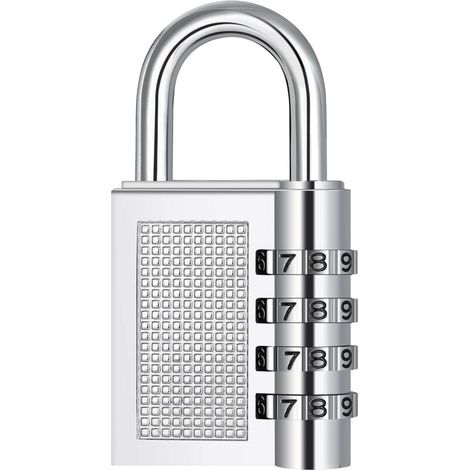 Cadenas à combinaison à 4 chiffres pour casiers - Empé de l'école de gym, cadenas extérieur résistant aux intempéries pour clôture, portail, abri de jardin, garage, argent