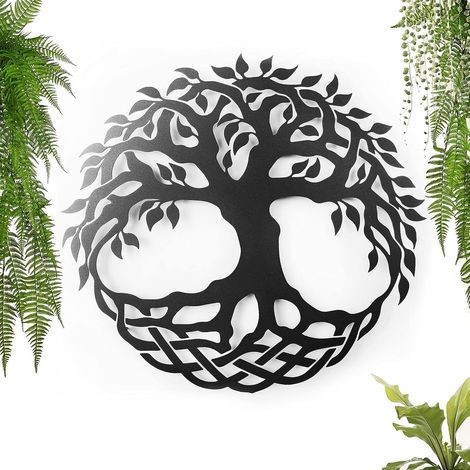 Decorazione in metallo, scultura da parete in acciaio. (30 x 30 cm, Albero della vita)