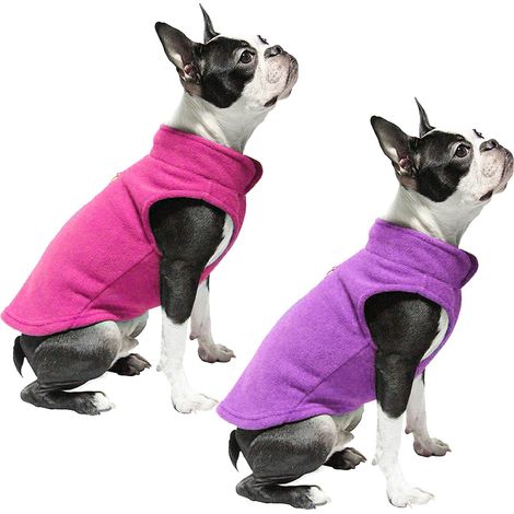 Tunique en Polaire pour Chien et Chat Manteau Chaud d'Hiver Veste Confortable pour Animaux de Compagnie avec Boucle Anneau D pour Laisse Violet et Rose (1/5)