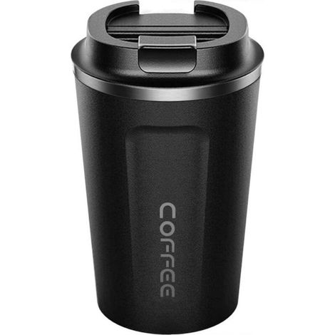 Tasse À Café À Emporter - Acier Inoxydable - Isolation Double Paroi - 380 Ml - Noir (1/5)