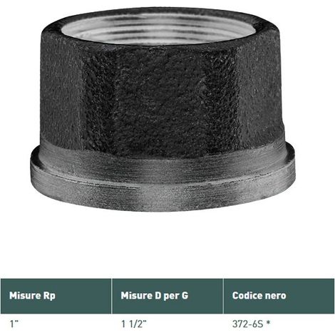 Pezzo folle a sede piana, uguale, misura 1", nero 372-6S - -  GEBO - -