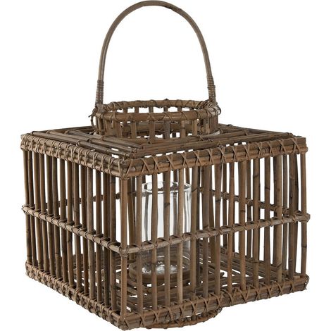Bougeoir en rotin et verre pour ambiance naturelle - Beige naturel tressé (1/4)