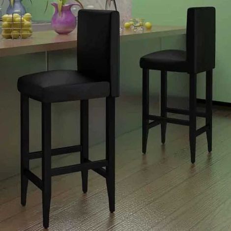 Maison Exclusive - Barhocker 2 Stk. Schwarz Kunstleder (1/5)
