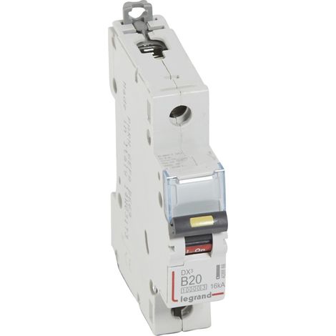 Disjoncteur DX³10000 16kA arrivée haute départ bas à vis 1 Pôle 230V à 400V 20A courbe B 1 module LEGRAND 408888
