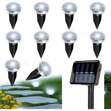 Lampada solare da esterno da 3,8 m, 10 LED, ghirlanda solare da giardino, luce per vialetti, impermeabile IP65 (6500K)