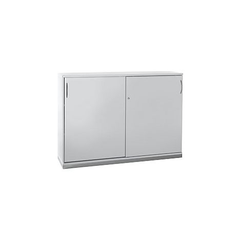 HANNA - Armario de puertas correderas  2 baldas  gris luminoso