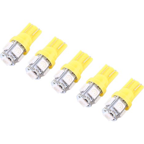 Ampoules de tableau de bord de voiture T10 5SMD 5050, vendues par paquets de 20 (lumière jaune). (1/5)